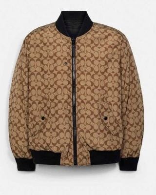 NWT Coach Reversible Signature Ma 1 Jacket Black Khaki Medium 3089 - Image 1 of 4