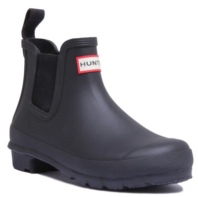 Hunter Original Chelsea Mujer Goma Lluvia Botas de Agua en Negro Talla UK 3-8 - Imagen 1 de 4