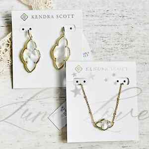 KENDRA SCOTT Abbie Gold Necklace & Gold Earrings In Ivory MOP NWT