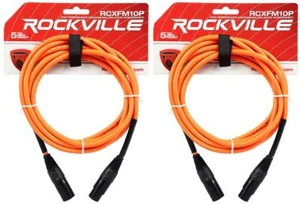 2 Rockville RCXFM10P-O Orange 10' Female to Male REAN XLR Mic Cable 100% Copper - Picture 1 of 2