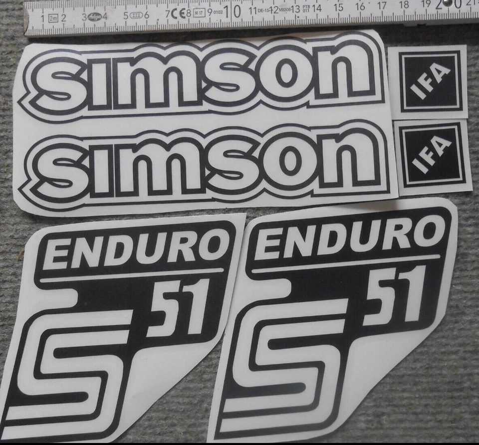 Simson,S51,Enduro,IFA,Aufkleber,Seitendeckel,Tank ,Schwarz transparenter HG