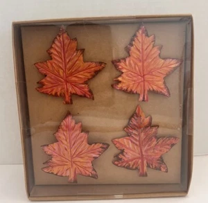 Nicole Miller LEAF Napkin Rings (4) ORANGE NIB - Picture 1 of 3