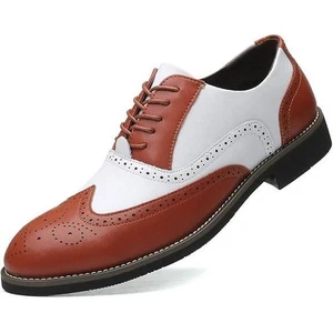 Santimon Herren US 8 Braun/Weiß Schnürschuhe Elegant Schuhe Budapester Oxford-Schuhe Zuschauer S - Bild 1 von 10