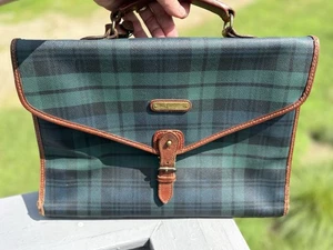 Ralph Lauren Maletín a Cuadros Tartán Bolso de Hombro Vintage Cuero PVC - Imagen 1 de 19