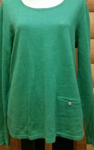 J Jill Womens Large Linen Blend Knit Pocket Shirt Long Sleeve green - Picture 1 of 7