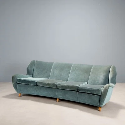 Vintage Bean-Shaped Sofa Design Velvet Italy 1950s-1960s Original - Image 1 of 4