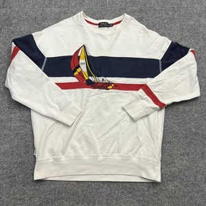 Polo Ralph Lauren Pullover Herren Small Weiß Segelboot Maritim Rundhals Pulli - Bild 1 von 9