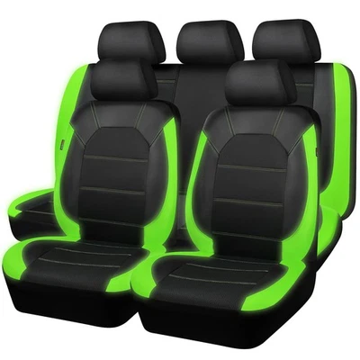 Fundas de asiento de cuero verde luminoso universal deportivo 5 mm ajuste esponja coche SUV camión Foto 1 de 4