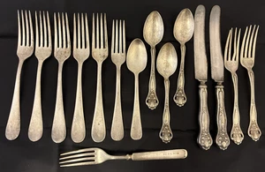 lot of 15 vintage dinner forks Knives spoons Silver Tone craft supply Victor S - Picture 1 of 7