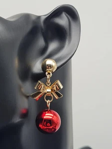 Ohrhänger Rote Kugel mit Schleife - Bild 1 von 2