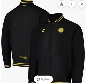 Dorados de Sinaloa Charly FZ Lightweight Bomber Jacket Blk Yellow Mens Small NWT - Picture 1 of 5