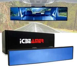 ICBEAMER 270mm Convex Blue Tint Interior Rearview Mirror Snap on Blind Spot M285 - Picture 1 of 8