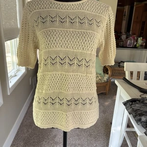 Suéter Pullover Dokotoo Mujer Manga Corta Cuello Redondo Pequeño Marfil Nuevo Con Etiquetas - Imagen 1 de 7