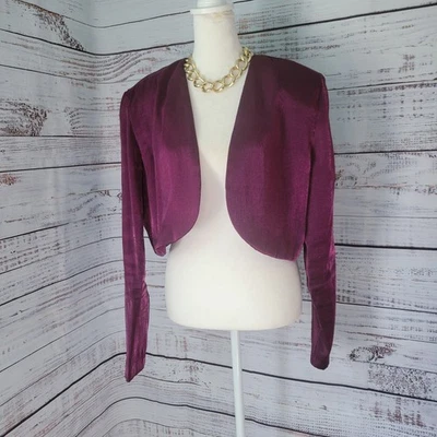 Vintage Glamour 80s Cropped Shrug Jacket | Deep Jewel Purple Bolero Statement - Image 1 of 4