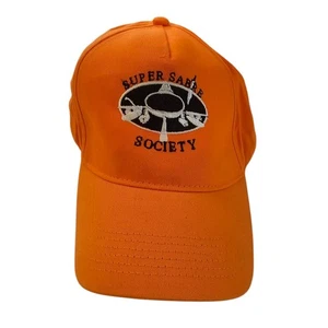 Super Sabre Society Mens Strapback Baseball Cap Hat Bright Orange Embroidered - Picture 1 of 4