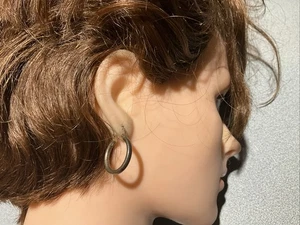 Pendientes de aro clásicos de plata de ley 925 de 7/8" envío gratuito - Imagen 1 de 5