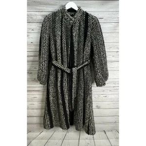 Saxton Hall Women's Vintage Tweed Wool Cape Black White Belted One Button 11/12 - Picture 1 of 4