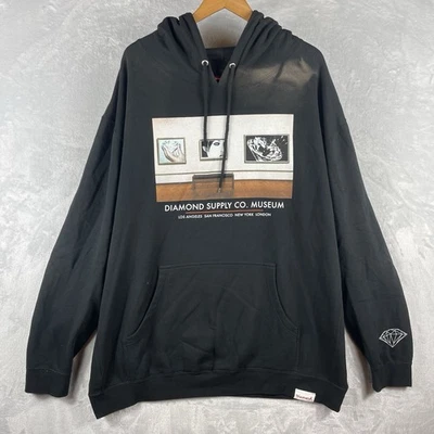 Pulôver masculino Diamond Supply Co com capuz tamanho 4XL cinza museu preto - Imagem 1 de 4