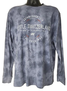 Little Switzerland Men's Graphic Tshirt Blue Tie Dye Long Sleeve Medium - Picture 1 of 9
