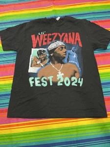 Lil Weezyana Fest 2024 Lil Wayne New Orleans LA Rap T-shirt Sz L H63 - Picture 1 of 4