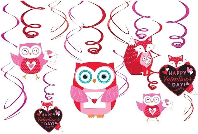 Woodland Friends Día de San Valentín Lámina Remolino Fiesta Decoración, Lámina/Papel, 5" a Foto 1 de 1