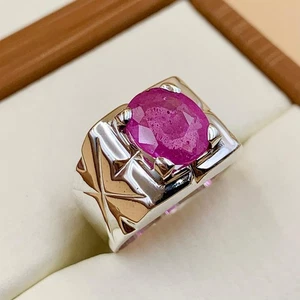 Natural Ruby Ring, 5+ Carat Ruby 925 Sterling Silver Yaqoot Ring, Ruby Stone - Picture 1 of 5