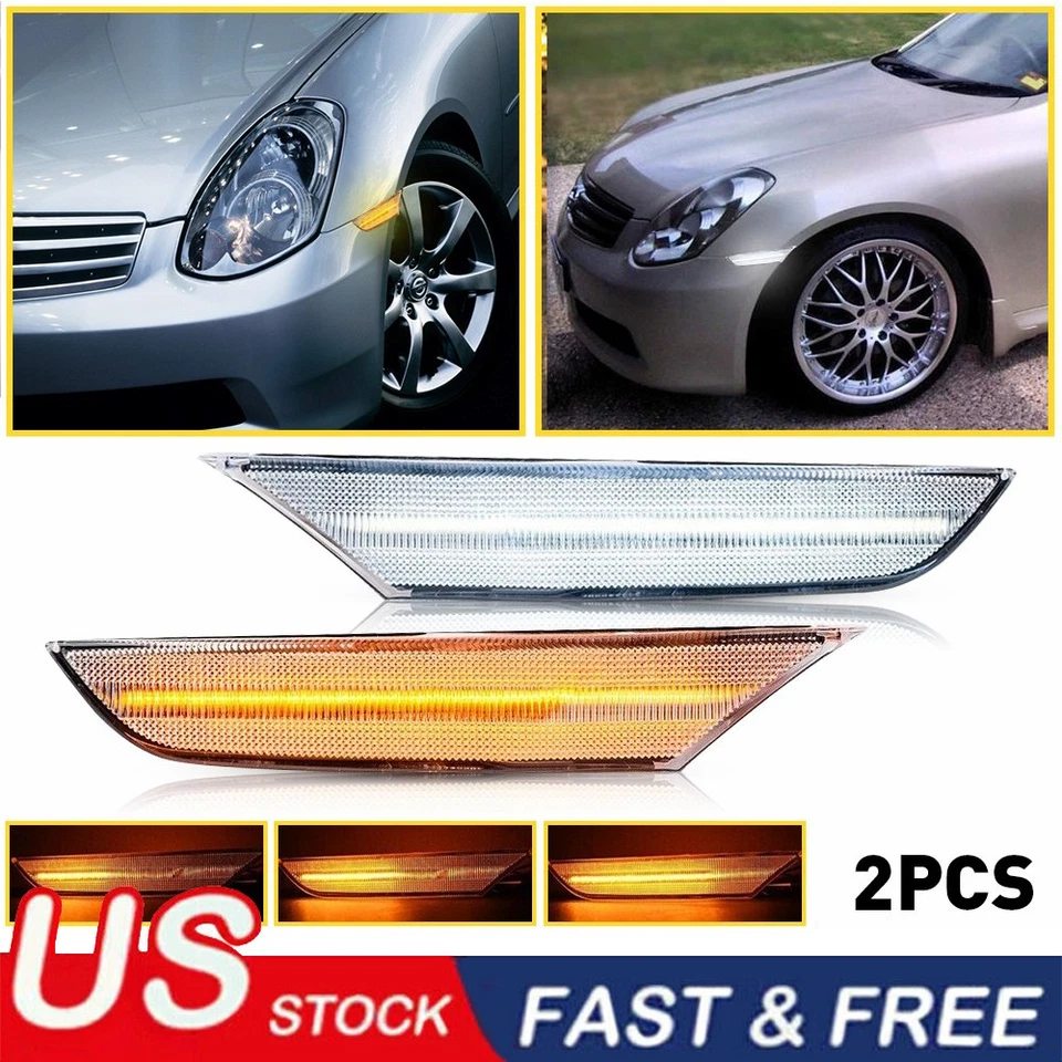 For 2003-2006 INFINITI G35 Sedan Base X LED Side Marker Light Car Lamp 2pcs/Set - Image 1 of 4