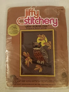 Jiffy Stitchery #480 Great Horned Owl by Barbara Jennings Vintage Needlework Kit - Picture 1 of 6