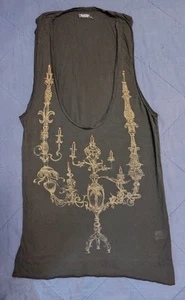 Lauren Moshi Tee Tank Black Candelabra Embellished Oversized sz S - Picture 1 of 5