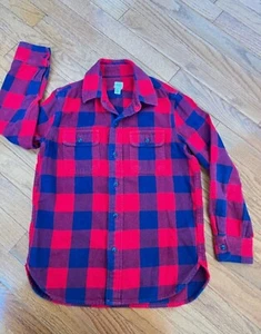 Gap Kids Boys Buffalo Red/ Dark Navy Plaid Check Flannel Shirt Size M (8) - Picture 1 of 6