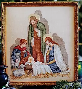 Cross Stitch Pattern NATIVITY Scene Mary Joseph Jesus Shepherd Sheeps Vintage - Picture 1 of 7