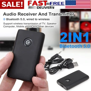 Bluetooth 5.0 2 IN 1 Wireless Transmitter Receiver Audio 3.5mm Jack Aux Adapter - Picture 1 of 10