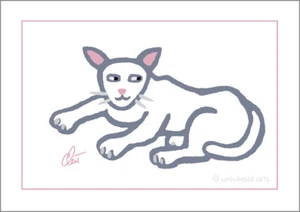JACQUELINE DITT - Wild Cat attentive - outl. Original Druck Grafik sign. Katze  - Bild 1 von 2