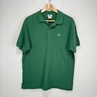 Lacoste Polo Shirt Men Size 5 Large Green 100% Cotton Knit Short Sleeve