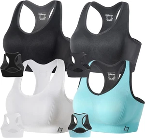 Racerback Sports Bras for Women - Padded Seamless High Impact Support for Yoga G - Picture 1 of 12