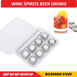 Stainless Steel Ice Cube Ice Block Set Of 4/8 Wine Spirits Whisky Beer Cold Drin - Picture 1 of 7