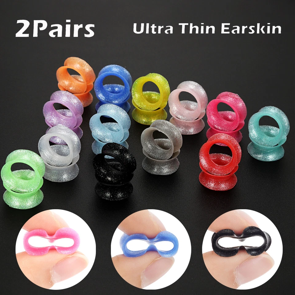 4Pc Silicone Ear Gauge Soft Thin Flesh Tunnel Pearl Powder Soft Ear Plugs Skins - Image 1 of 4