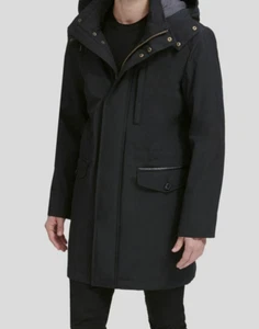 Cole Haan Men's Black Insulated Water-Resistant Hooded Coat Jacket Size S - Picture 1 of 1