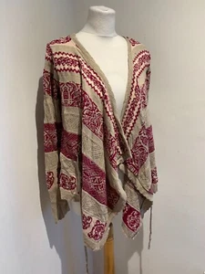 Odd Molly cardigan Size 1 8 10 VGC belted knit open fair isle Nordic crochet - Picture 1 of 9