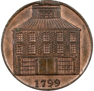 Ireland - 1799 Dublin Pabtheon 1/2 Penny Token - NGC AU58 - ONLY 8 GRADED - Picture 1 of 4