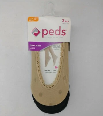 Peds Ultra Low Liner No Show Socks Dot Pattern 3 Pairs Women's Size 4 - 7 Petite - Image 1 of 4