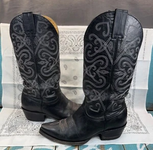 Cavenders Stitched Black Distressed Leather Western Boots Womans Sz 6B - Picture 1 of 9