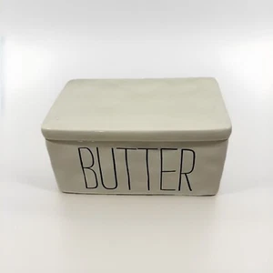 Mudd Pie  Bistro Covered Butter Dish. Black&white.  3”X6”X4” Farmhouse - Picture 1 of 7