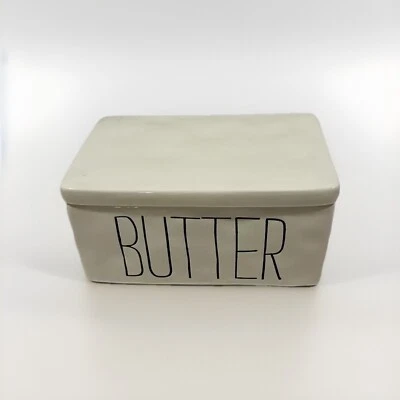 Mudd Pie  Bistro Covered Butter Dish. Black&white.  3”X6”X4” Farmhouse - Image 1 of 4