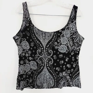 Vintage Alex Abende schwarz glitzer Tank Top Stretch PL große Petite Silver funkelnd - Bild 1 von 7