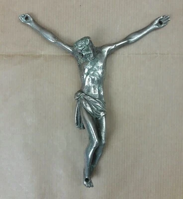 Crocifisso, Corpus Christi, in bronzo argentato, XIX secolo - Immagine 1 di 4