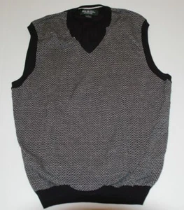 BROOKS BROTHERS Hombre Azul marino y lino blanco Algodón V-Neck Sweater Vest Sz L - Imagen 1 de 5