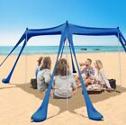 Beach Canopy Sun Shade Shelter Pop Up Tent 4 Aluminum Poles UPF 50+ Blue
