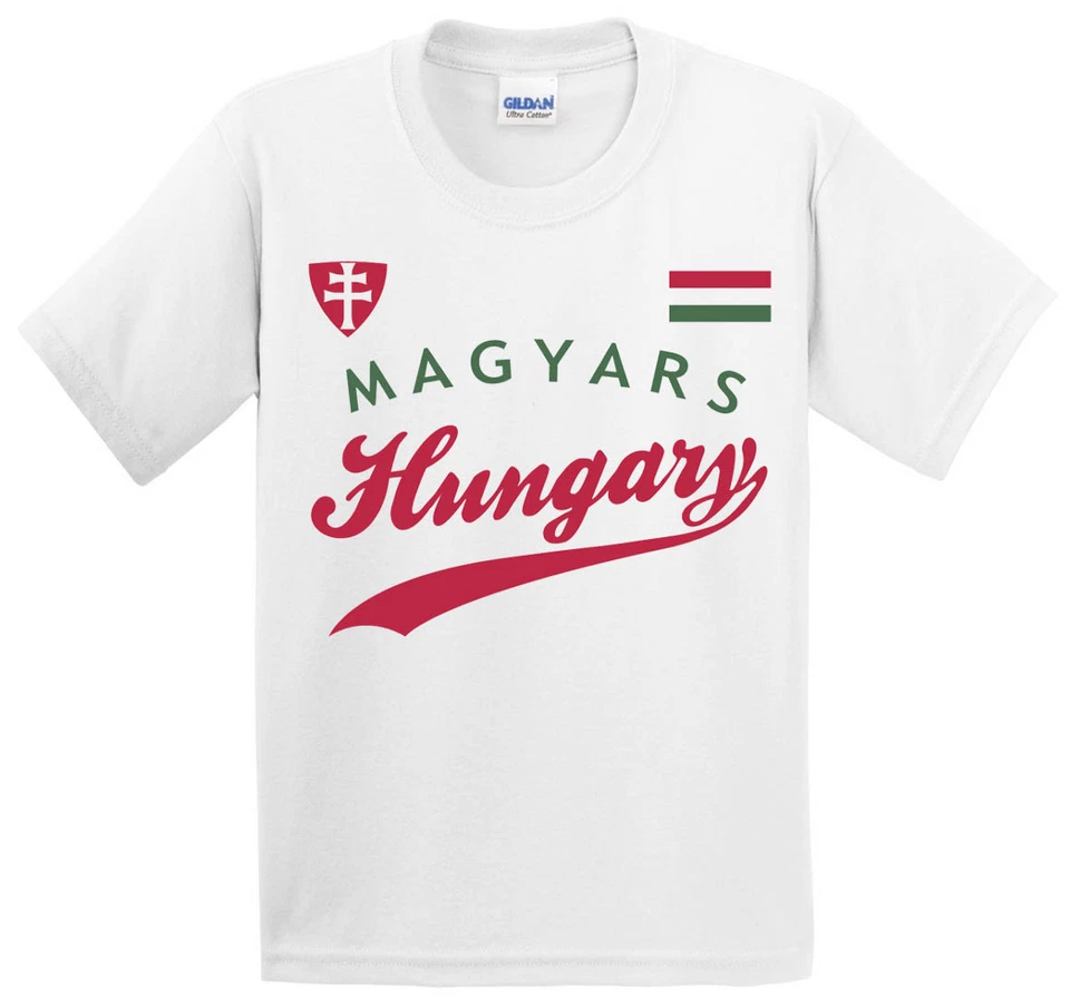New Hungary Magyars Banner Youth Large Soccer Football White Cotton T-shirt  - Image 1 of 1