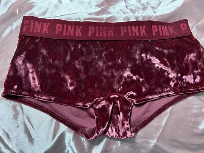 Vtg Pink Velour Spellout Panties Size S Soft Velvet Soft - Image 1 of 4